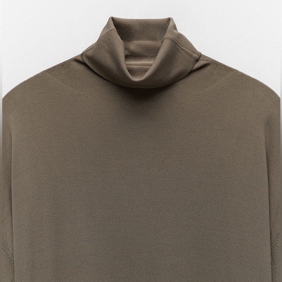 Zara Long Knit Turtleneck Dress Brown Size Small NWT - Picture 6 of 7
